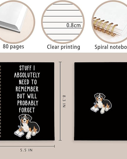 LIANGW Funny Australian Shepherd Dog Gifts Spiral Notebook Journal, Pet Dog Mom Lovers Owner Gifts Journal for Writing, Bernese Mountain Dog Gift for Women, Dog Office Stuff Supplies, 5.5x8.3 Inch