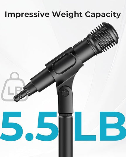 Desktop Microphone Stand with 180° Mic Clip, Height Adjustable Table Mic Stand with Metal 5/8" and 1/4'' Screw Adapter for Blue Yeti, Snowball Spark & Other Microphone Device