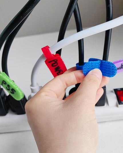 Cable Labels, Write On Cord Labels, Wire Labels, Cable Tags and Wire Tags for Cable Management and Identification(Medium / 16 Pcs/Multicolor)