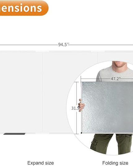 VIZ-PRO Large Magnetic Whiteboard/Foldable Dry Erase Board, 96 X 48 Inches, Wall Mounted White Board for School Office and Home 8' x 4'
