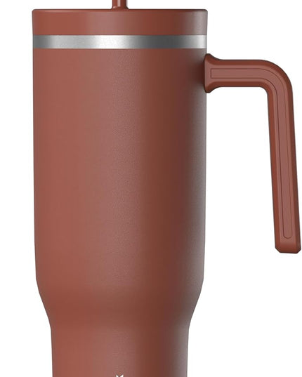 Hydrapeak Voyager 40 Oz Stainless Steel Tumbler with Handle, Insulated Water Bottle With Straw & Lid, Cupholder Friendly Reusable Travel Mug (Gingerbread)