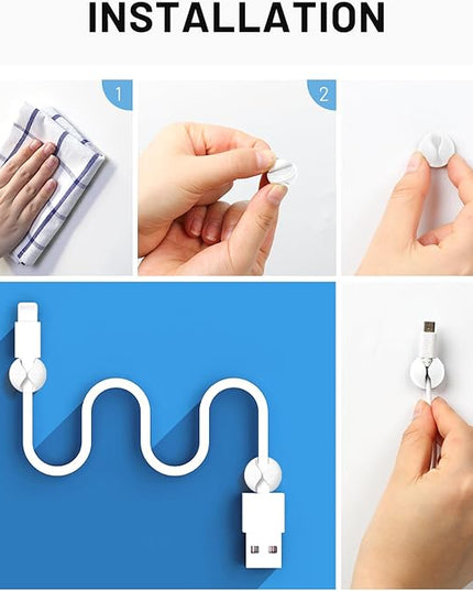 18 Pack Mini Cable Clips, Znben Cord Organizer Holder Adhesive Cord Management Charger Wire Holder Clips for Desk, Home, Office, Car, Cubicle, Nightstand White