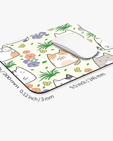 Square Mouse Pad Cute Cat, Personalized Premium-Textured Custom Mouse Mat Design, Washable Mousepad Cloth, Non-Slip Rubber Base Computer Mouse Pads for Wireless Mouse