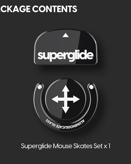 Superglide Glass Mouse Skates for Logitech G Pro X Superlight (Type-S, Black) - Super Smooth Glide, Polished Edge, Durable Sole, Compatible with G Pro Superlight 2, Gaming Mouse Upgrade