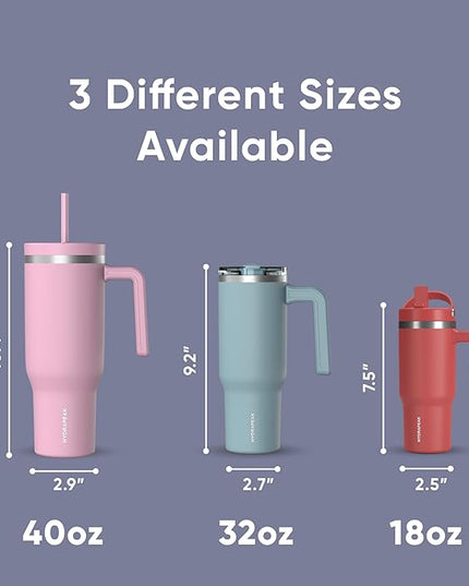 Hydrapeak Voyager 40 oz Tumbler with Handle and Straw Lid | Reusable Stainless Steel Water Bottle Travel Mug Cupholder Friendly | Insulated Cup (Iris)