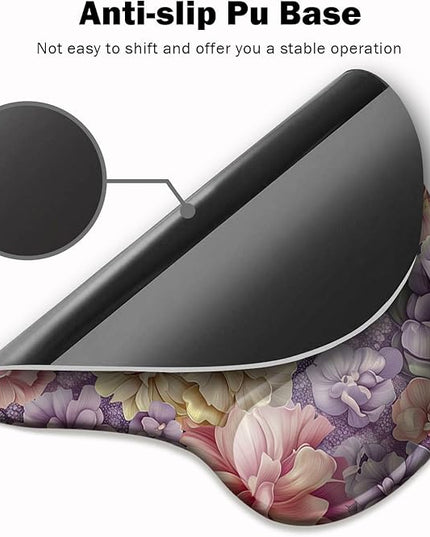 Ergonomic Mouse Pad with Wrist Support,Mouse Pad with Wrist Rest and Coaster Set,Office Supplies Non-Slip Mouse Pads for Desk, Non-Slip Comfortable,Boho Floral