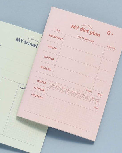 Monolike A5 My Assistant Notebook 6 SET - A Type, Review Note, Reipe Note, Diary, Meal Plan, Diet Plan, Travel Plan