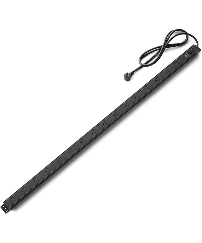 Amazon Basics Surge Protector Power Strip, 16-Outlet, Heavy Duty, Metal, 600 Joules, 6ft Extension Cord, Wide Spaced, Mountable, Black