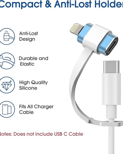 TechMatte Female USB C to Male Lightning Adapter 3 Pack 2.2A Charging Data Transfer, Compatible with iPhone 14, 13, 12, 11 Xs SE iPad iPod AirPods, Not for Audio Headphones/OTG Android Anti-Lost, Blue