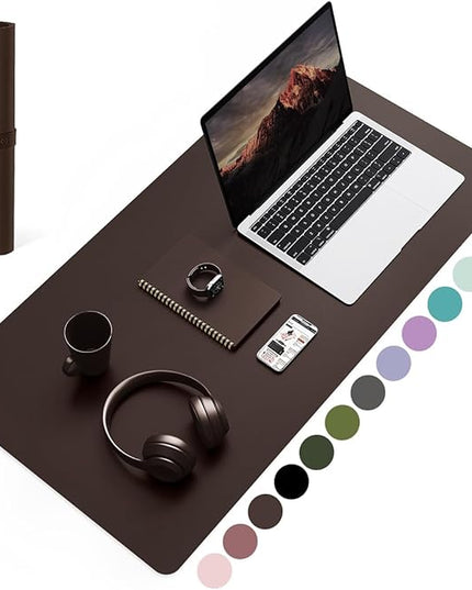 YSAGi Non-Slip Leather Desk Pad, Waterproof Laptop Computer Desk Keyboard Mat, Table Protector Blotter Mat, Large Mouse Pad for Office/Work/Home/Decor(Dark Brown, 31.5" x 15.7")