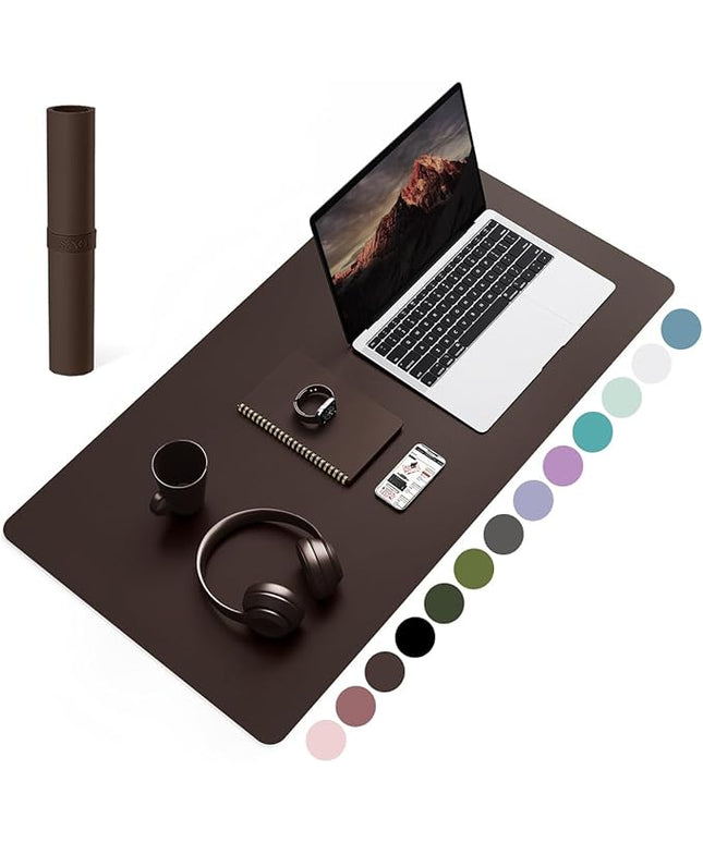 YSAGi Non-Slip Leather Desk Pad, Waterproof Laptop Computer Desk Keyboard Mat, Table Protector Blotter Mat, Large Mouse Pad for Office/Work/Home/Decor(Dark Brown, 31.5" x 15.7")