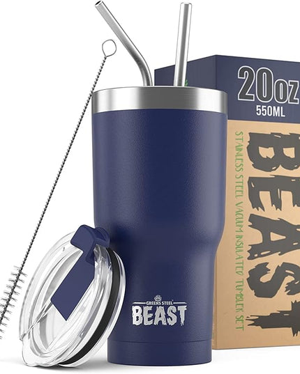 Beast 20 oz Tumbler Stainless Steel Vacuum Insulated Coffee Ice Cup Double Wall Travel Flask (Royal Blue)