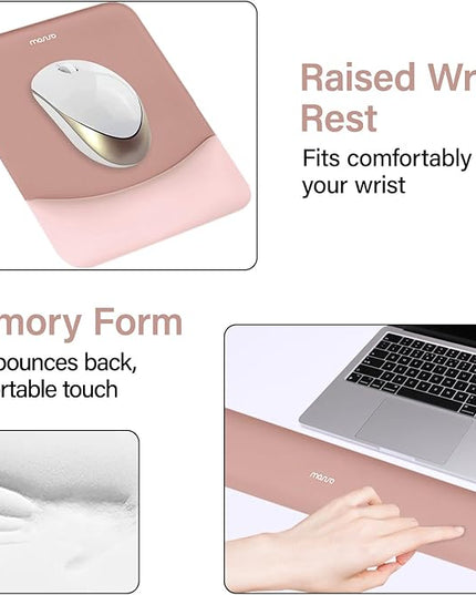 MOSISO Keyboard Mouse Pad Set, Large Gaming Mouse Pad&Rectangular Keyboard Wrist Rest&Mousepad with Wrist Rest&Coaster, Ergonomic Non-Slip&Easy Typing Pad with Curved Silicone Lining, Salmon Pink