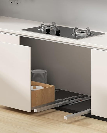 TMGSK Pair Undermount Drawer Slides Bottom Mount Pull Out Shelf Slider Under Mount Drawer Glides Full Extension Soft Close Drawer Runner Shelf Track for Kitchen Face Frame or Frameless Cabinet Drawer