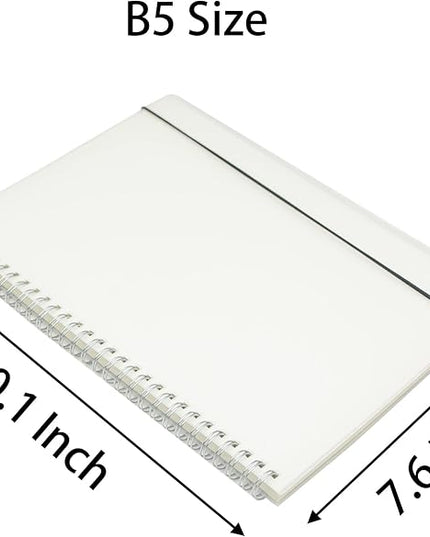 Yansanido Spiral Notebook, 4 Pcs 10.1 Inch x 7.6 Inch B5 Thick Plastic Translucent Frosting Hardcover Graph Paper 80 Sheets -160 Pages Journals for Study and Notes (B5 7.3"X 10"-Grid 4pcs)
