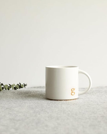 COLLECTIVE HOME - Monogram Ceramic Mugs, 15 oz Golden Initial Coffee Cups, Elegant Alphabet Tea Mugs, Elegant Personalized Mug with Gift Box, Luxurious Cups for Office and Home (g)