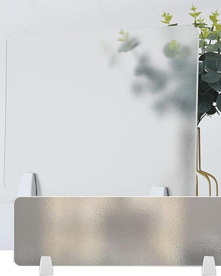 Desk DividersPrivacy Desk Divider 4mm Frosted Acrylic Panel Soundproof and Visual Distraction Shield for Office Desk Free Standingable,Frosted-120X30CM