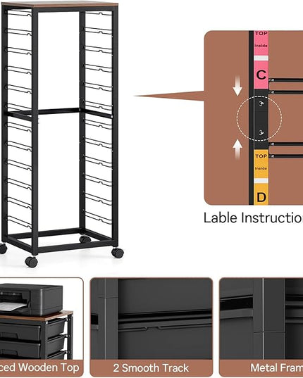 Rolling Cart with Drawers,12 Drawer Rolling Cart,Rolling storage cart with drawers,Black Rolling Drawer Cart,Teacher Rolling Cart for Classroom Storage,Craft Cart with Wooden Tabletop