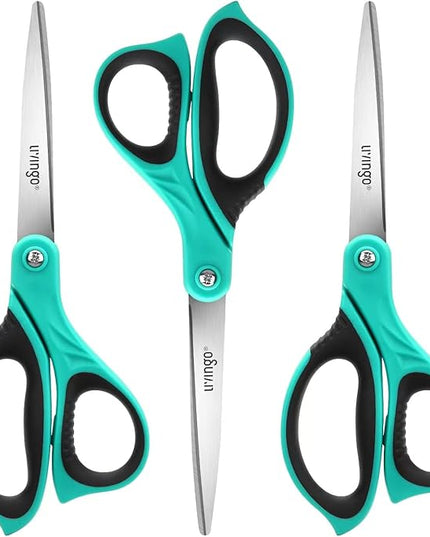 LIVINGO Scissors All Purpose Heavy Duty - 3 Pack 8.5” Blue Sharp Shears for Office Home and School Crafting Sewing Cutting Paper Fabric