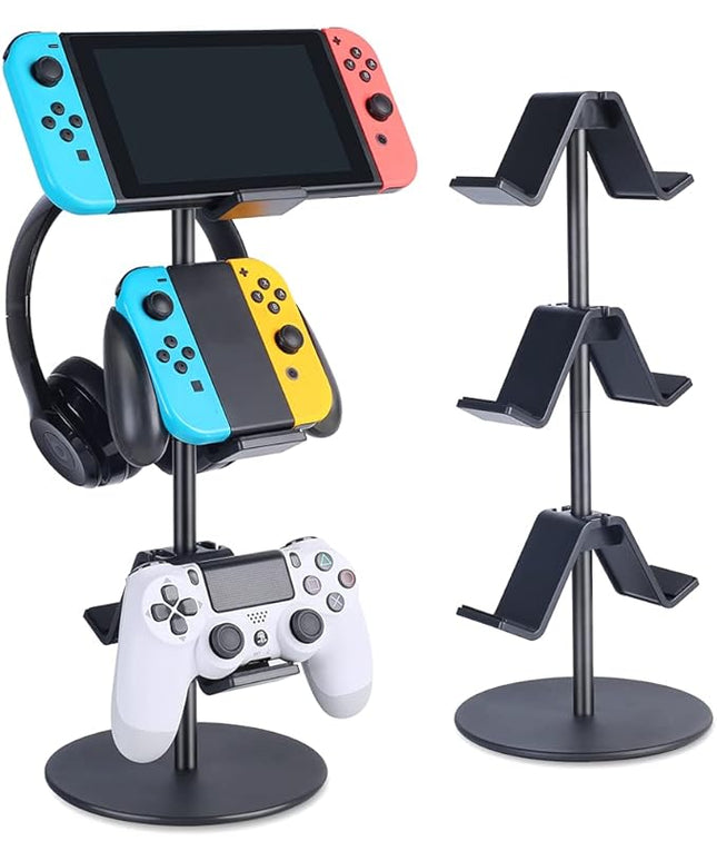 Controller Stand 3 Tier,Headphone Holder, Multi Adjustable Game Controller Headset Hanger for All Universal Gaming PC Accessories, Xbox PS4 PS5 Nintendo Switch(Smart Black)