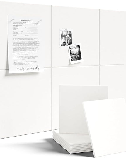 Fluxynara Large Felt Bulletin Board 36" x 24" Cork Board Alternative-6 Pack with 40 Safe Removable Adhesive Tabs, Cork Boards for Walls Cork Board for Home Office Classroom Pin Board - Milky White