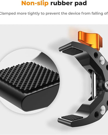 K&F CONCEPT Camera Mount Clamp, Super Crab Clamp with 1/4" Thread Holes, 60mm Max Opening for Round Pipe Flat Surface, Monitors, LED Lights, and Other Photographic Accessories