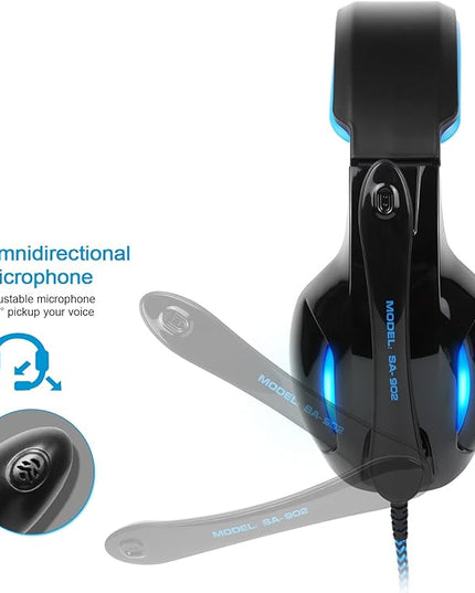 SADES SA902 7.1 USB Surround Sound PC Headsets Over-Ear Gaming Headphones with Microphone LED Light