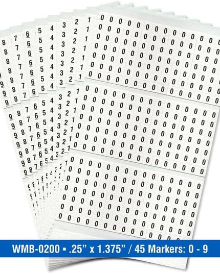 Premium Wire Marker Book for Cable Management, Vinyl-Coated, High-Tack Adhesive, Electric Panel Wire Label Stickers - 10 Pages Per Book