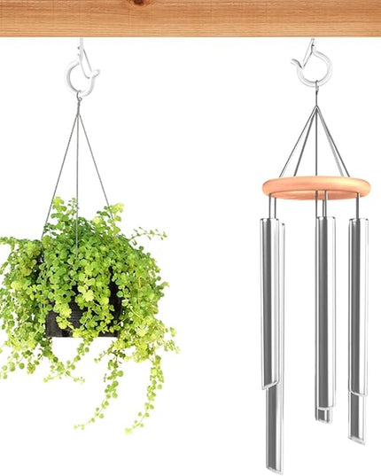 FSAH 25 PCS Screw-in Hooks for Outdoor String Lights, Q Hangers Hooks Outdoor for Outside, Swivel Hanging Basket Patio Light Hooks with Safe Buckle Screw in Planter Eye Hook for Wall Ceiling, White