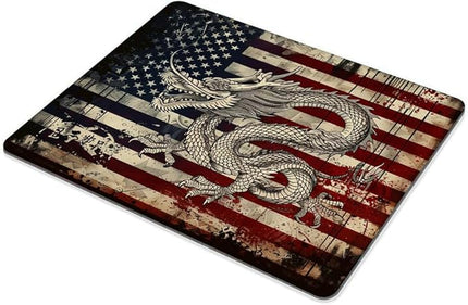 Square Mouse Pad Fierce Mythical Dragon with National Flag-1,Gaming Mouse Pads for Desk,Soft Computer Waterproof Non-Slip Mouse Mat