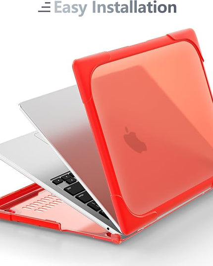 Batianda for New MacBook Air 13.6 inch Case 2025 M4 2024 2022 Release Model A3240 A2681(M2) A3113(M3), Heavy Duty Shockproof Protective Hard Shell with Fold Kickstand & Keyboard Cover, Red