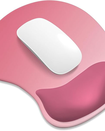 ITNRSIIET Ergonomic Mouse Pad, Cushioned Gel Wrist Rest, Non-Slip Base, Smooth Surface, Cute Multi-Color, 9.5 x 8.2 in, Pink Ombre