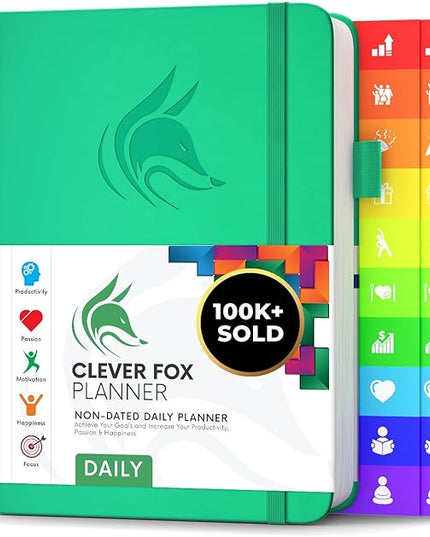 Clever Fox Daily Planner – Undated Planning Notebook with Hourly Schedule & To-Do List – Personal Day Task & Work Organizer, 6 Months (Emerald)