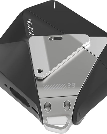 Aulumu A29 Geometric AirPods 4 Case with Lock | Protective Cover with Nylon Buckle | Alloy Armour | Compatible with Apple AirPods 4th (2024) - Black