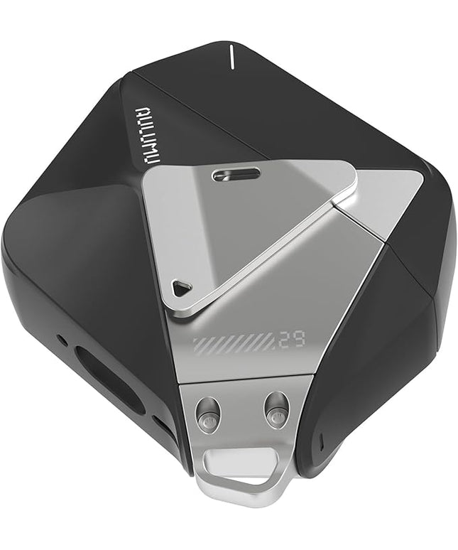 Aulumu A29 Geometric AirPods 4 Case with Lock | Protective Cover with Nylon Buckle | Alloy Armour | Compatible with Apple AirPods 4th (2024) - Black