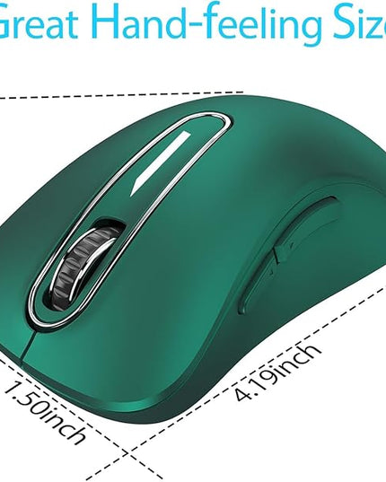 memzuoix 2.4G Wireless Mouse, 1400 DPI Computer Mice USB Receiver, Portable Wireless USB Mouse Battery Powered Cordless Mice for Laptop, PC, Desktop, 5 Buttons (Dark Green)