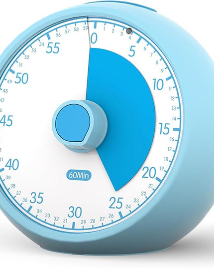 Conchstar Visual Timer for Kids 60-Minute - Countdown Timer with Optional Alarm, Focus Tool for ADHD & Autism, Time Management for Homework, Chores, Office, Kitchen, Teaching & Study Routines (Blue)