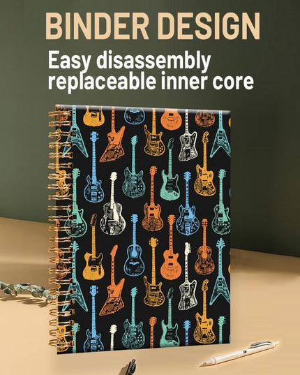 Spiral Journal Notebook for Women,A5 College Ruled Notebooks 6"x 8.4", 120 Pages (60 Sheets) Lined Journal with Premium Thick Paper,Perfect for School Office Home(Colorful Guitar)