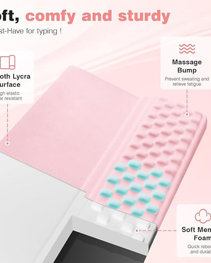 Ospelelf Keyboard Wrist Rest Pad, Comfy Ergonomic Keyboard Stand Riser Holder, Computer Wrist Support Cushion forTyping, Light Pink