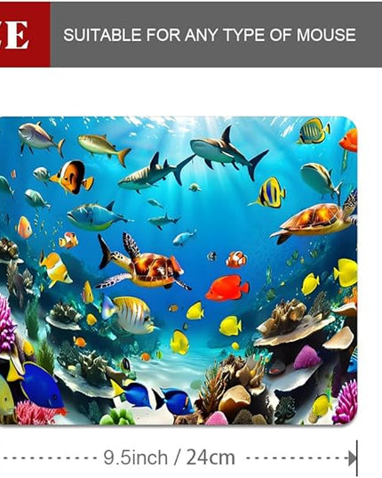 Underwater World of The Ocean Square Mouse pad, Texture, Waterproof, Anti Slip Rubber Base, Computer Mouse pad, Laptop Mouse pad