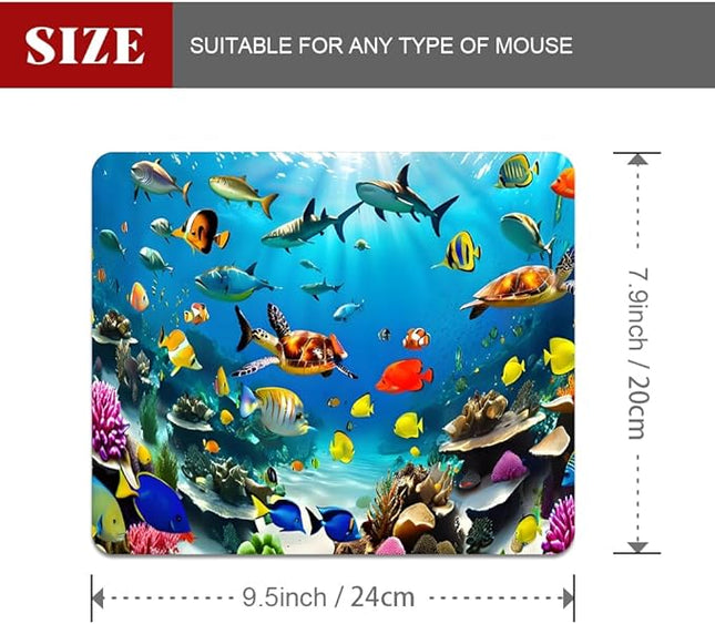 Underwater World of The Ocean Square Mouse pad, Texture, Waterproof, Anti Slip Rubber Base, Computer Mouse pad, Laptop Mouse pad