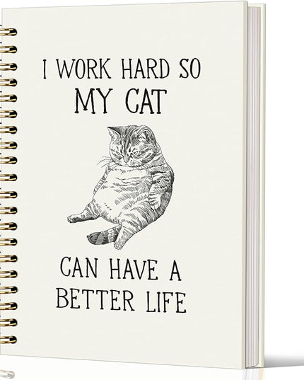 Lacama Cat Lover Gifts for Women Funny Gifts Cat Notebook Journal, Gifts for Cat Lovers, Funny Notebooks for Work, Office Humor Gifts, Office Supplies,I Work Hard So My Cat Can Have A Better Life A5