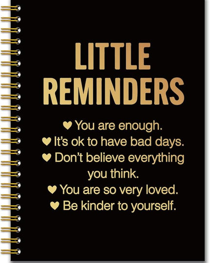 YAZMEEN Inspirational Quotes Black Gold Spiral Notebook（160 Pages） Little Reminders Blank Hardcover Notebook Office Encouragement Gift Funny Appreciation Gift for Employee Coworker Team Member Friend