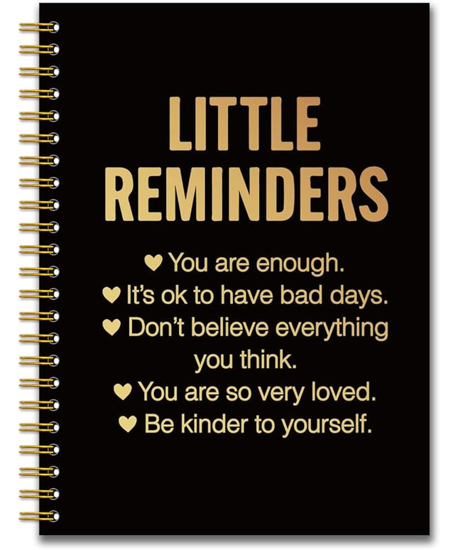 YAZMEEN Inspirational Quotes Black Gold Spiral Notebook（160 Pages） Little Reminders Blank Hardcover Notebook Office Encouragement Gift Funny Appreciation Gift for Employee Coworker Team Member Friend