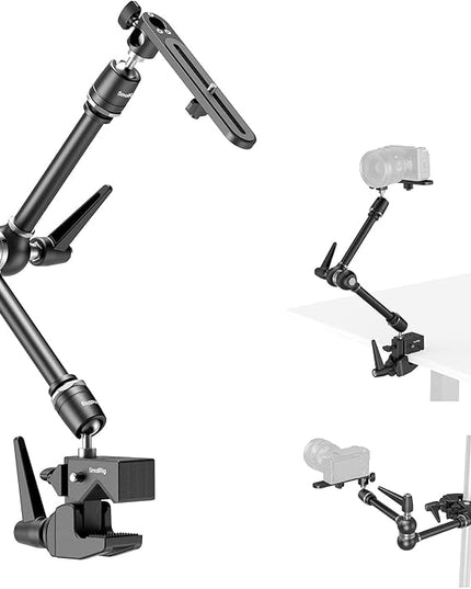 SMALLRIG Friction Magic Arm Camera Mount with Super Clamp and Platform, Overhead Camera Desk Mount Srand, Studio Space Saver, Heavy Duty Mount/Bracket for Lights, Cameras