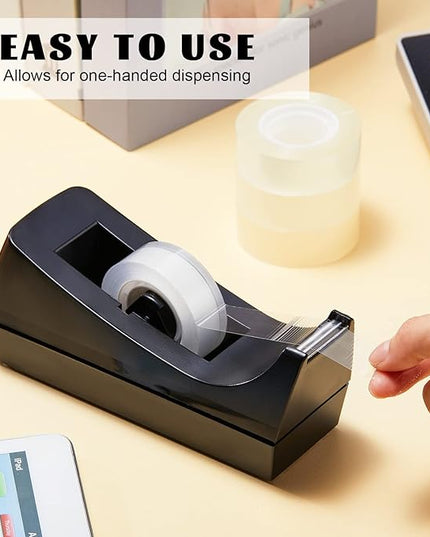 Lanties 10 Pack Desktop Tape Dispensers Non Skid Base for Office Home School (Tape Not Included) (Black)