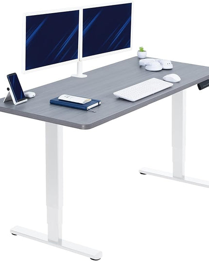 VIVO Electric 60 x 24 in Dual Motor Sit Stand Desk, Memory Height Adjustment, 2B Series, Dark Gray Top White Frame, DESK-KIT-2W6G