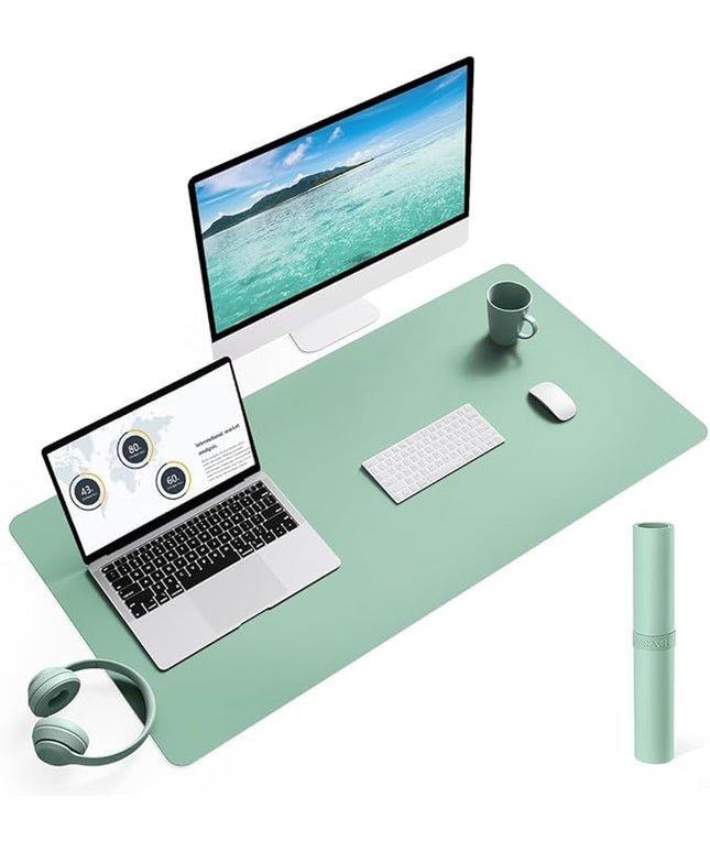 YSAGi Non-Slip Leather Desk Pad L Size, Waterproof Laptop Computer Desk Keyboard Mat, Table Protector Blotter Mat, Large Mouse Pad for Office/Work/Home/Decor(Pale Green, 35.4" x 17")