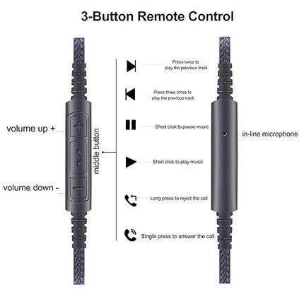 NewFantasia 3.5mm to 2.5mm Male Audio Cable Compatible with Audio Technica ATH-M50x(2.5mm Port), ATH-M40x, ATH-M70x, ATH-M60X Headphone, Remote Volume Mic Compatible with Samsung Galaxy Android Phone