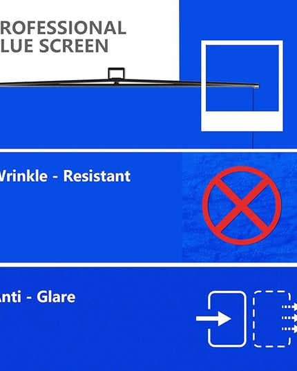 【Easy Set Up】 RAUBAY 59.8 x 82.7in Collapsible Blue Screen Backdrop Portable Retractable Chroma Key Panel Photo Background with Stand for Video Conference, Photographic Studio, Streaming